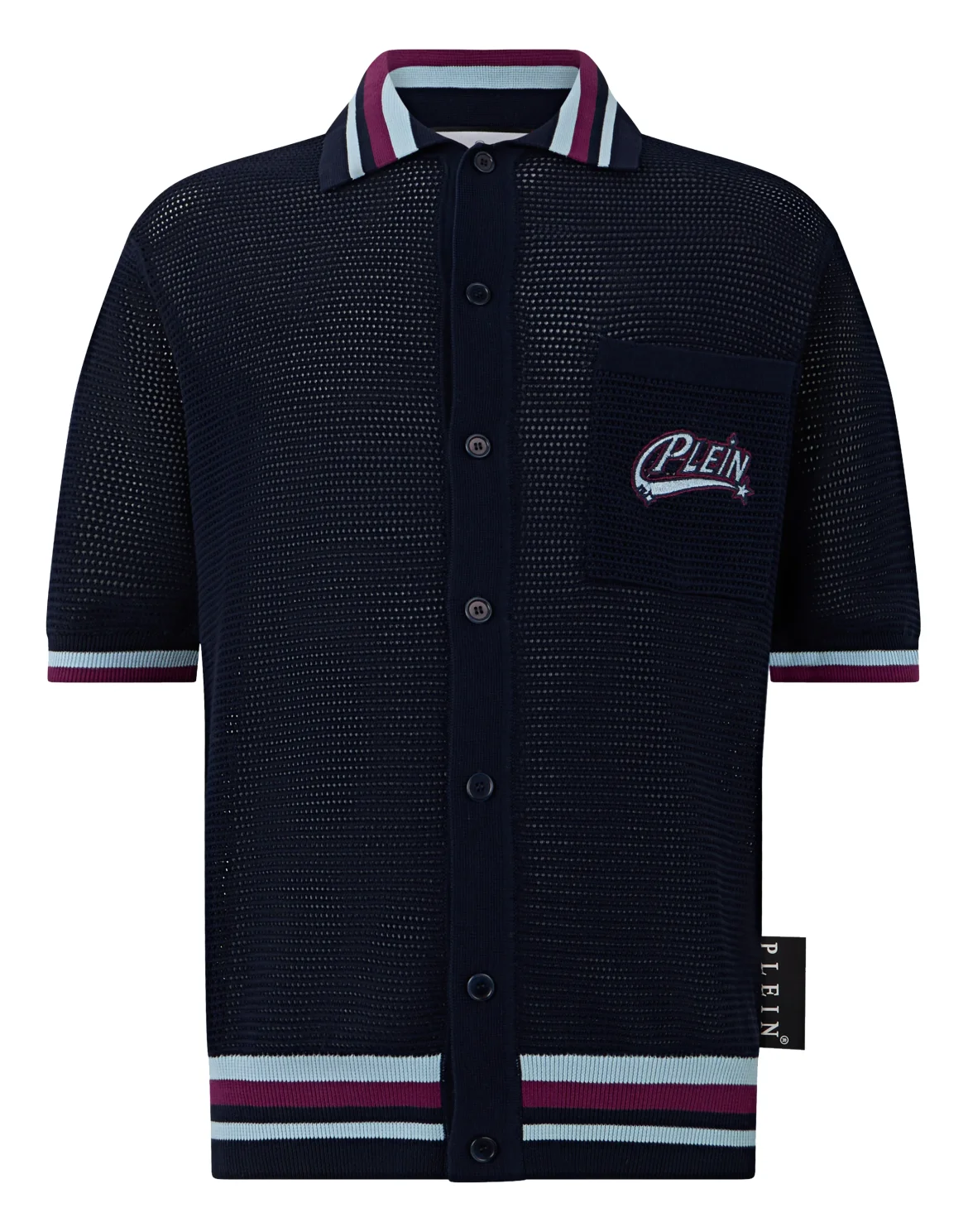 Knitted Polo Shirt Plein Stars Patch, цвет: Синий