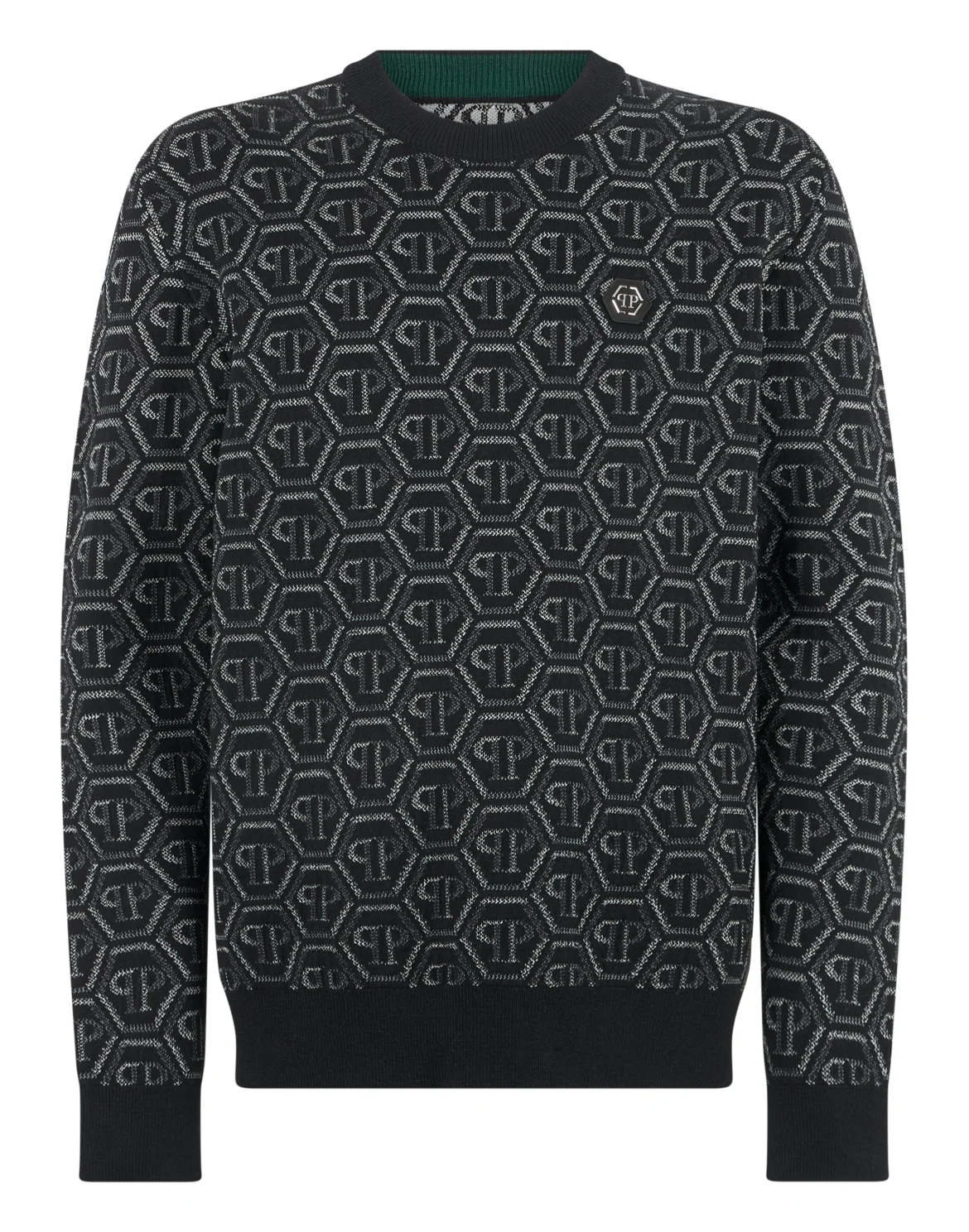 Wool Round Neck Pullover Monogram, цвет: Черный