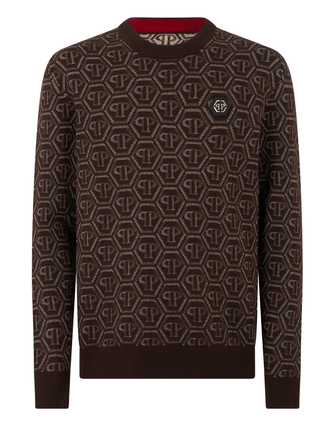 Wool Round Neck Pullover Monogram, цвет: Коричневый