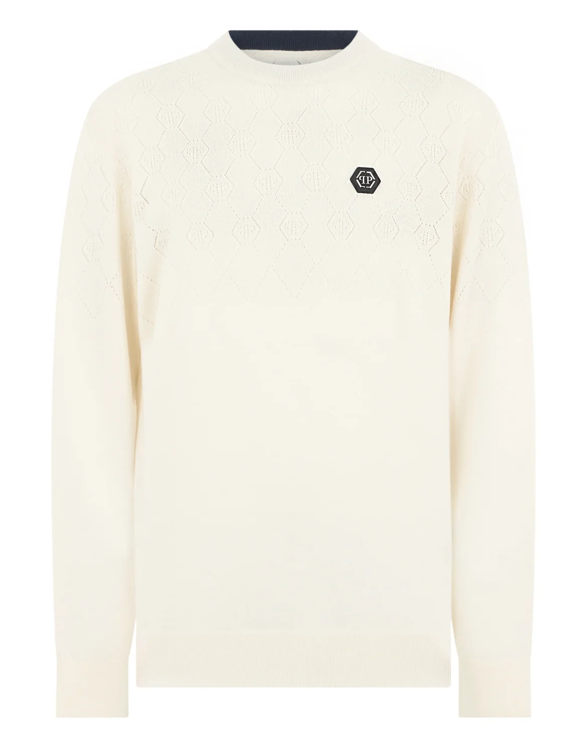 Wool Round Neck Pullover Monogram, цвет: Белый