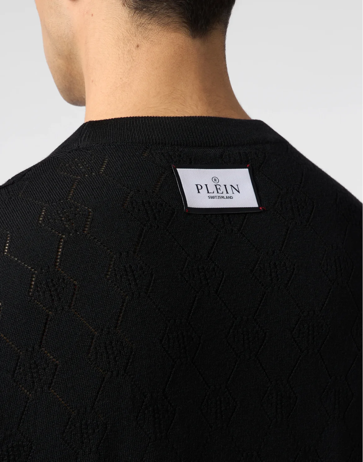 Wool Round Neck Pullover Monogram, цвет: Черный