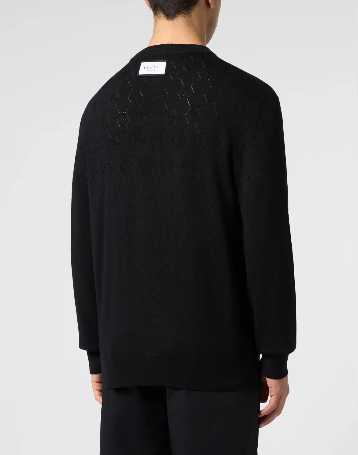 Wool Round Neck Pullover Monogram, цвет: Черный
