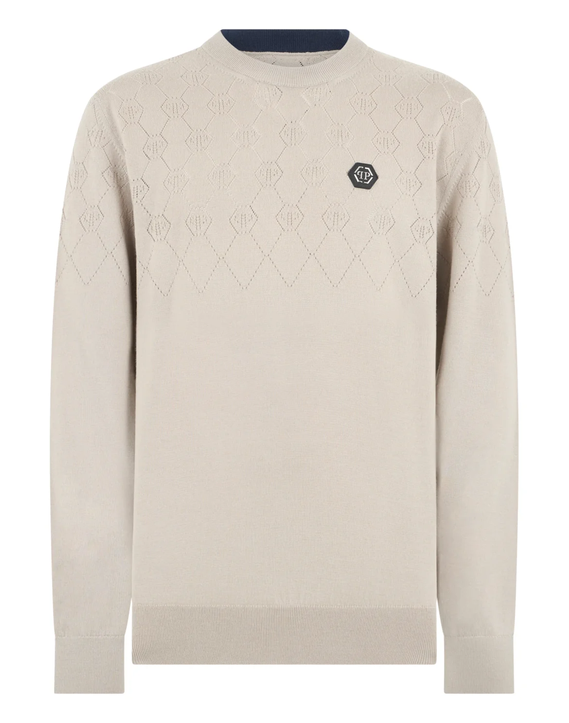 Wool Round Neck Pullover Monogram, цвет: Бежевый