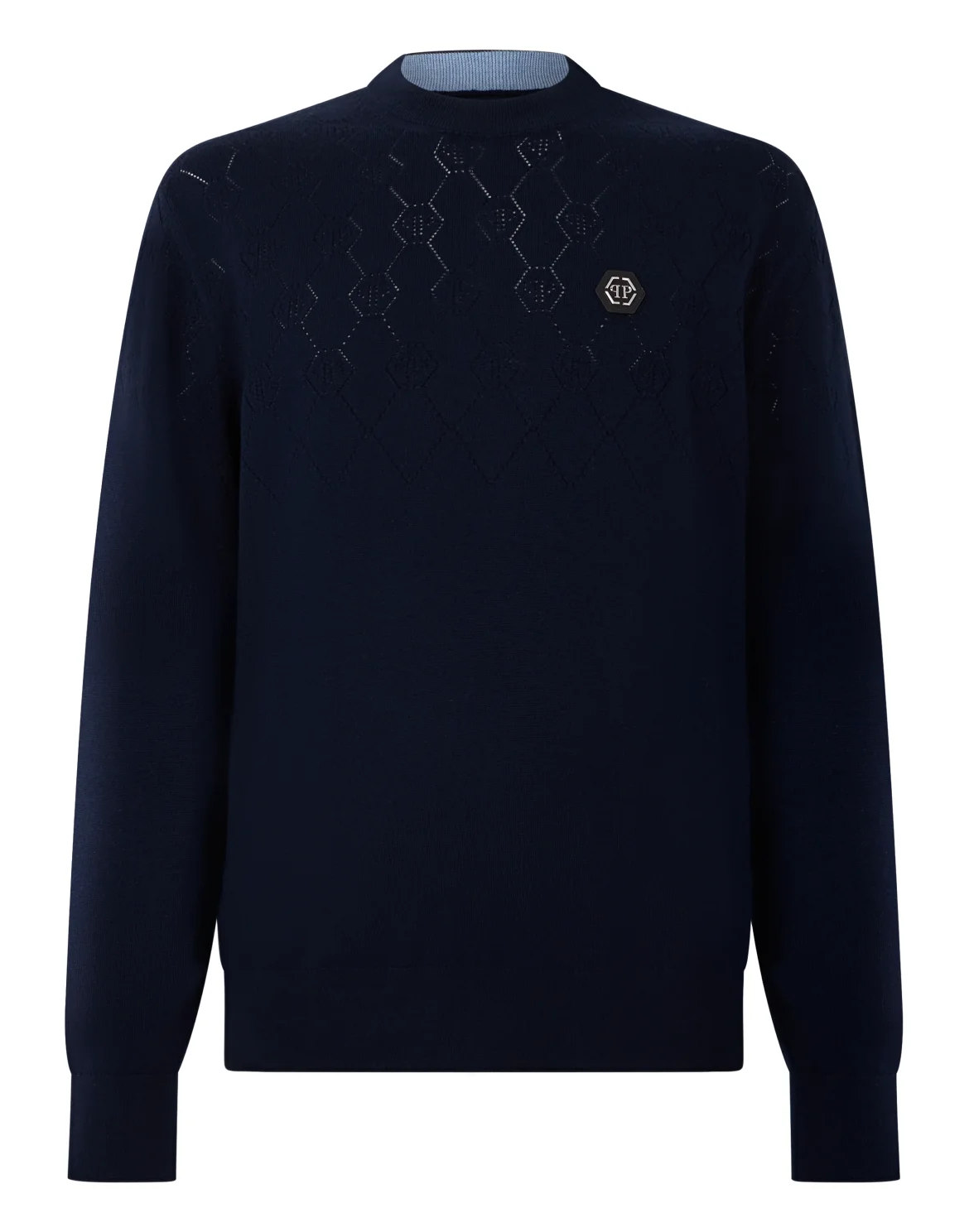 Wool Round Neck Pullover Monogram, цвет: Синий