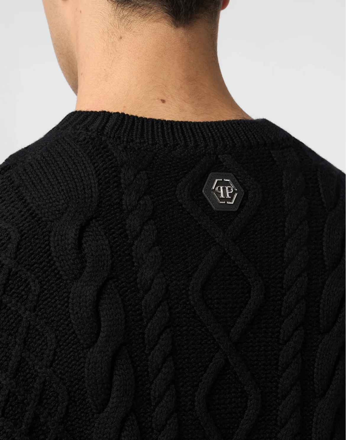 Braided Round Neck Pullover Plein Space, цвет: Черный