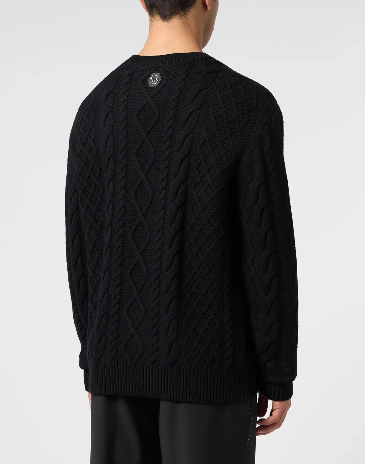 Braided Round Neck Pullover Plein Space, цвет: Черный