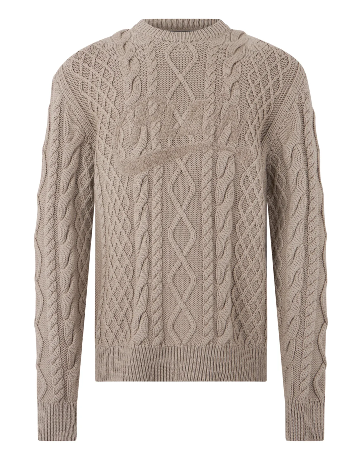 Braided Round Neck Pullover Plein Space, цвет: Бежевый