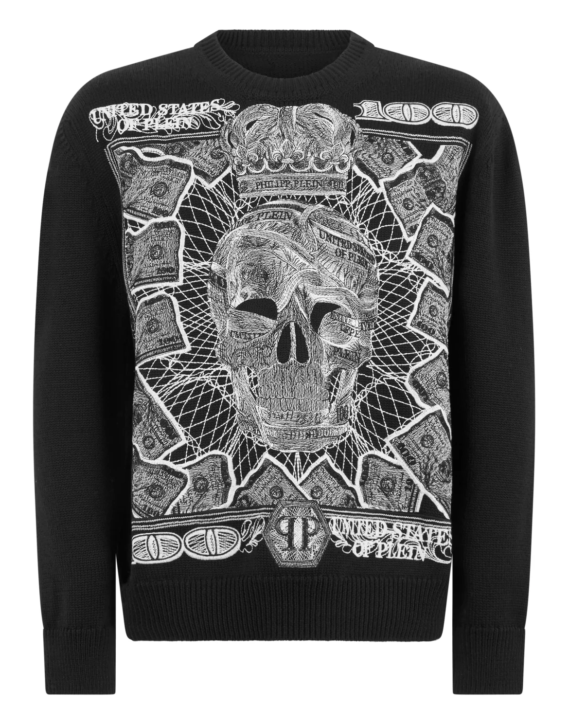 Round Neck Pullover Plein Dollar, цвет: Черный