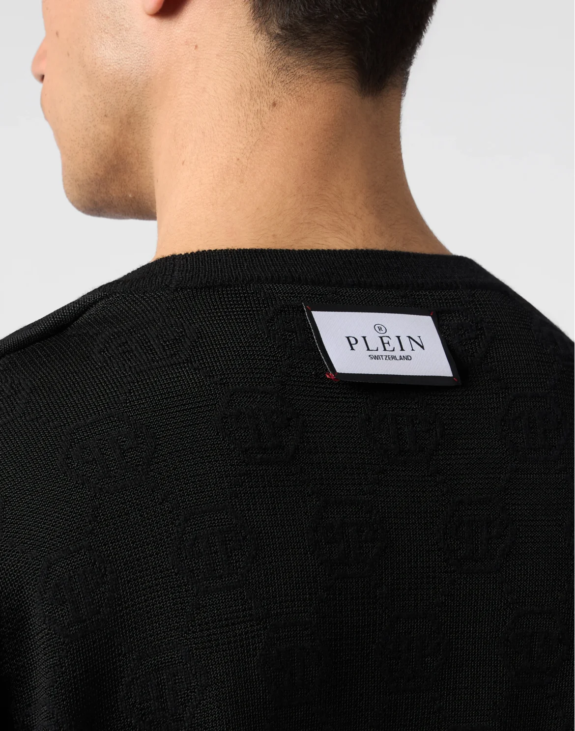 Merino Wool Round Neck Pullover Monogram, цвет: Черный