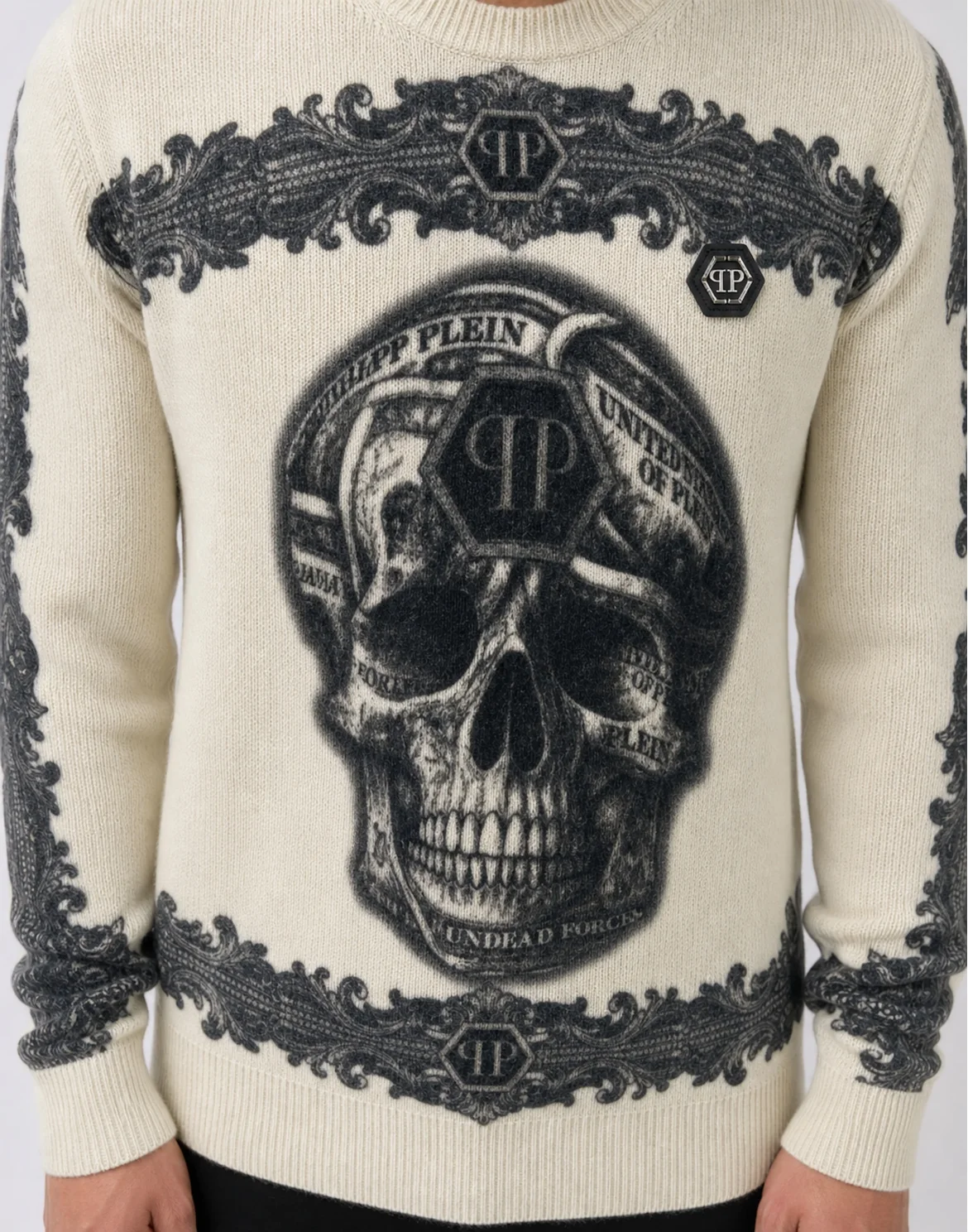 Cashmere Pullover Baroque Skull, цвет: Бежевый