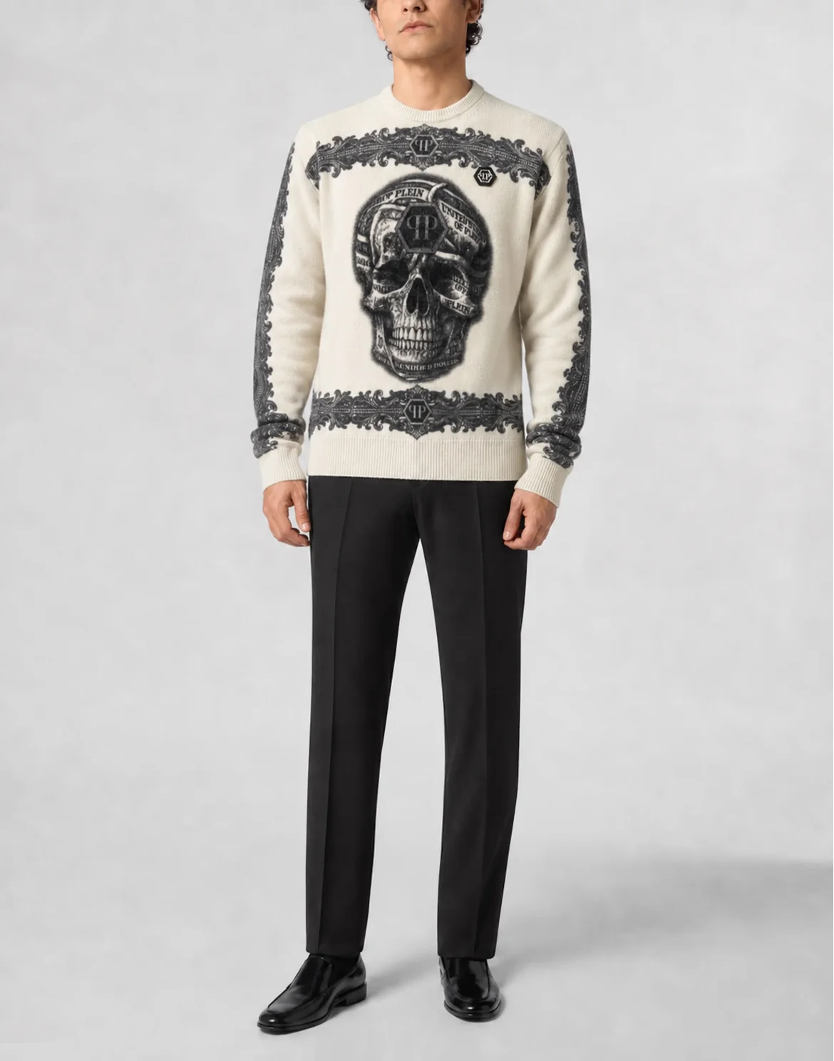 Cashmere Pullover Baroque Skull, цвет: Бежевый