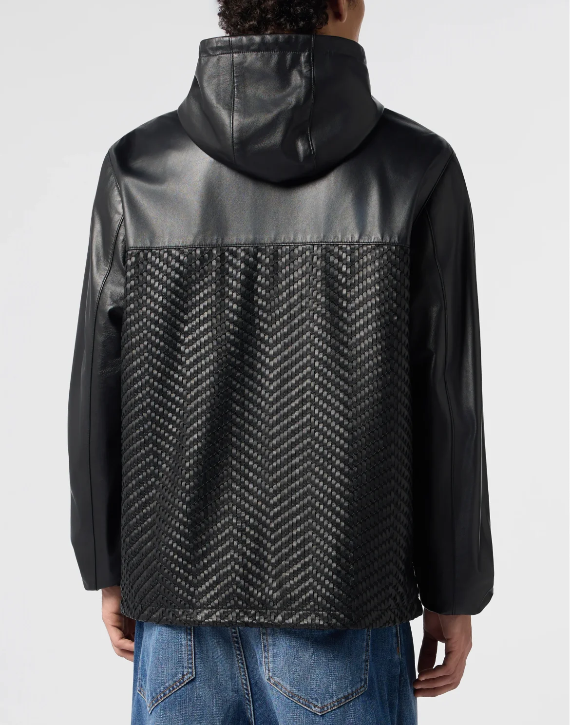 Leather Jacket Weaved Inserts, цвет: Черный