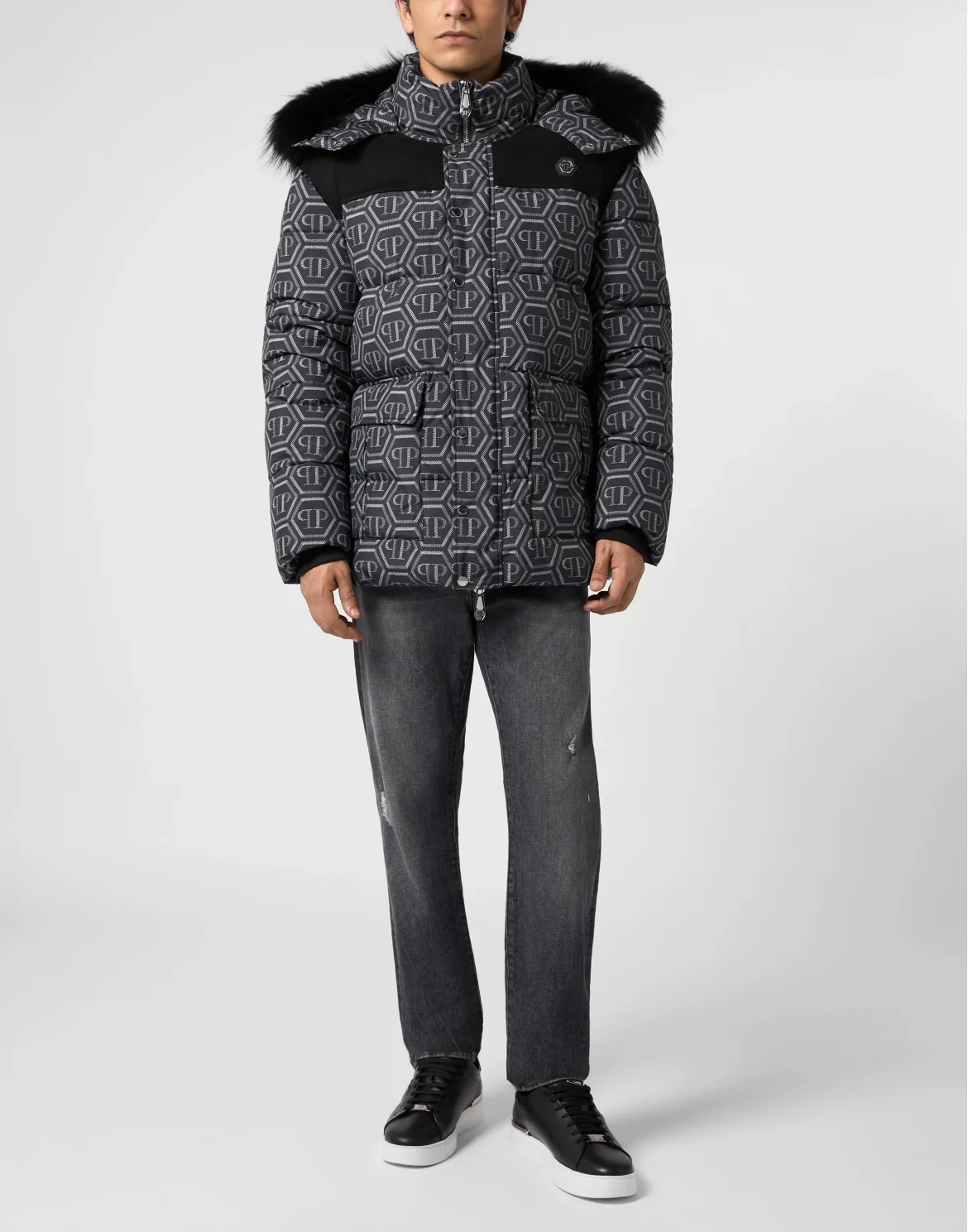 Nylon Parka Jacket Monogram, цвет: Черный