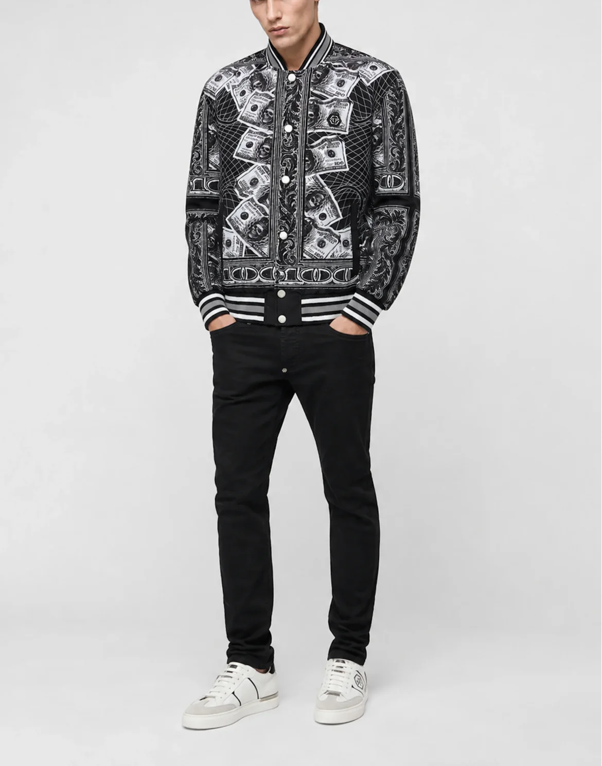 Nylon Bomber Skull Dollar, цвет: Черный