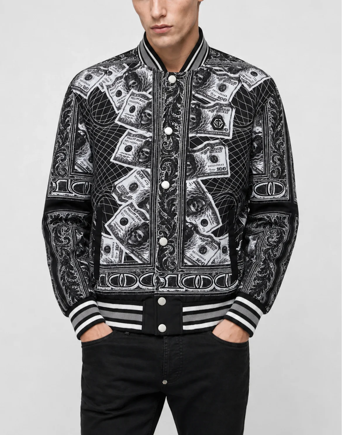 Nylon Bomber Skull Dollar, цвет: Черный