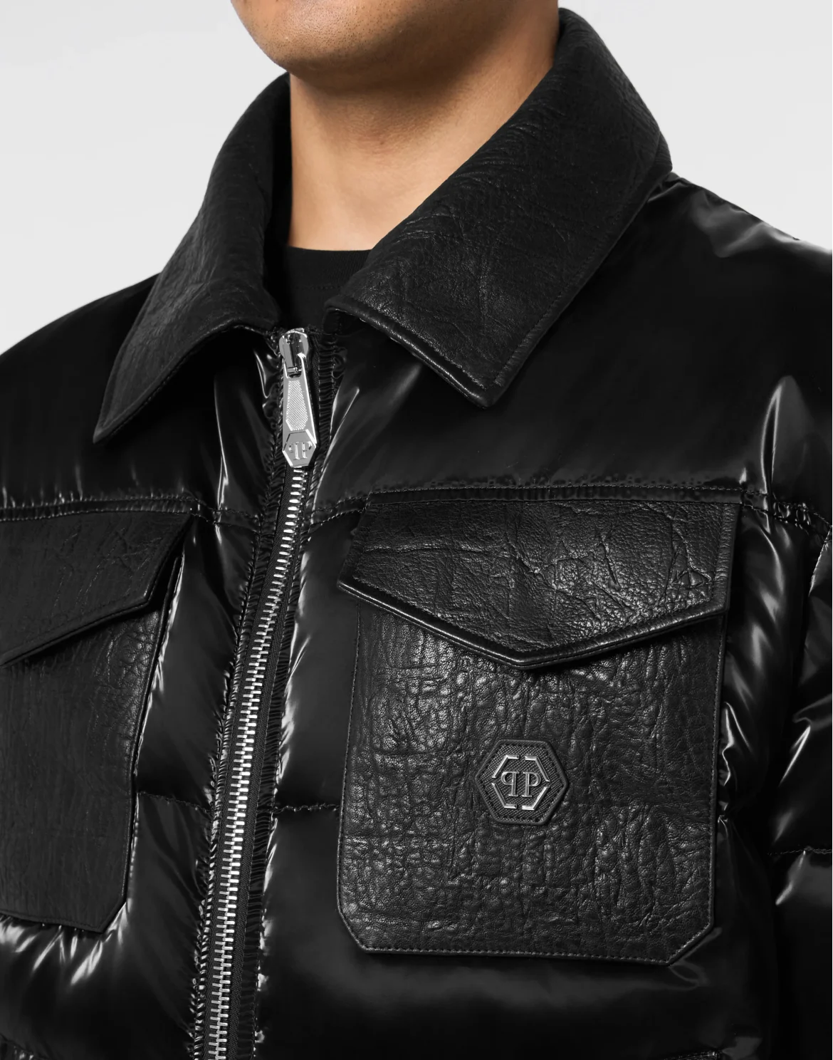 Nylon Puffer Jacket with Cocco Inserts, цвет: Черный