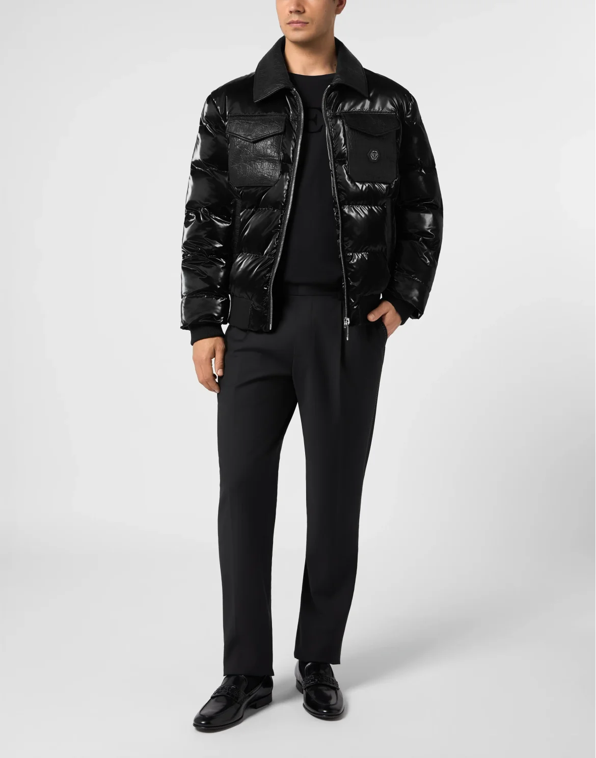 Nylon Puffer Jacket with Cocco Inserts, цвет: Черный