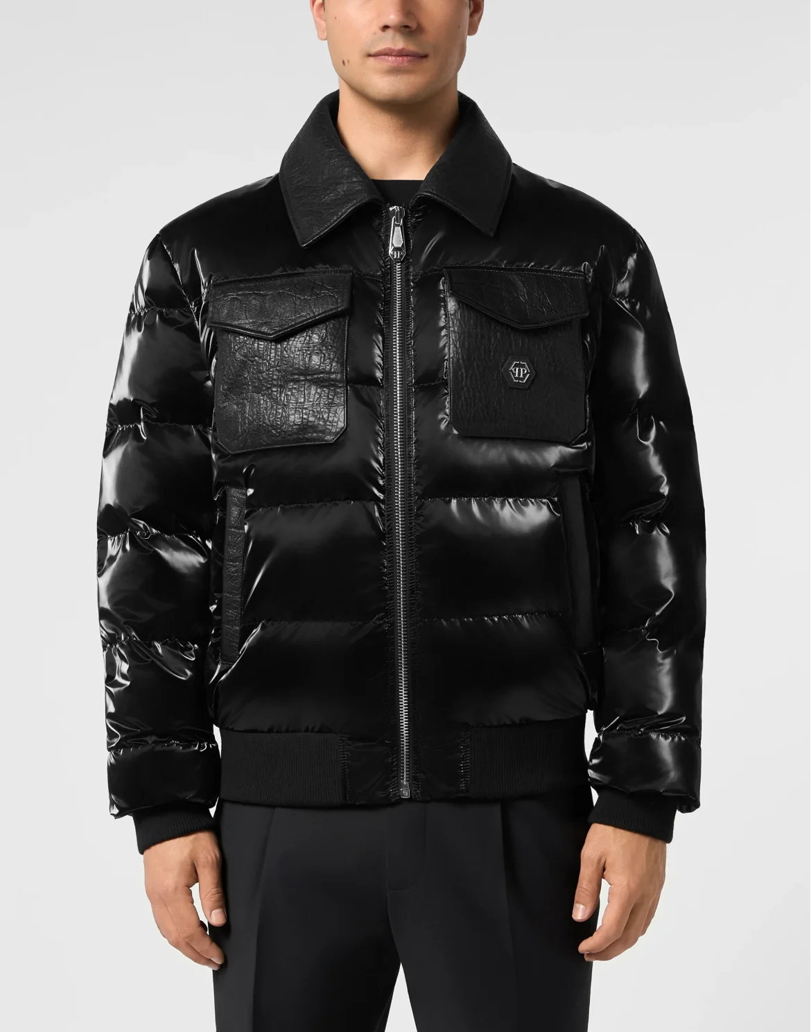 Nylon Puffer Jacket with Cocco Inserts, цвет: Черный