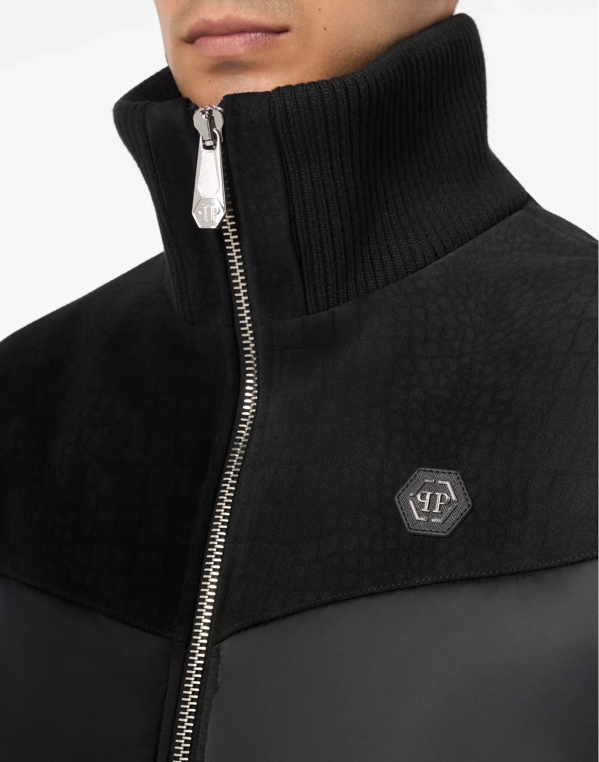 Matte Nylon Puffer Jacket with Cocco Inserts, цвет: Черный