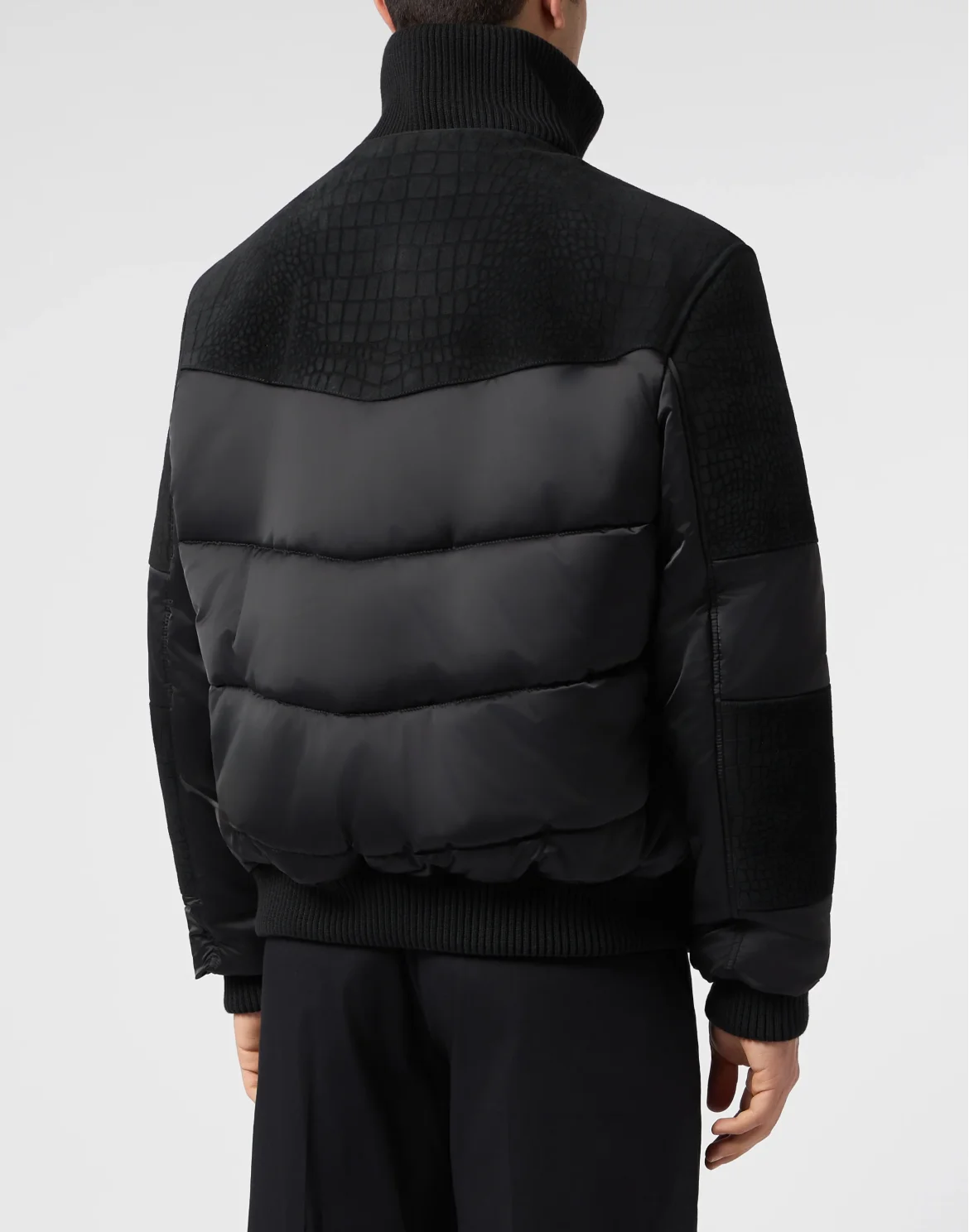 Matte Nylon Puffer Jacket with Cocco Inserts, цвет: Черный