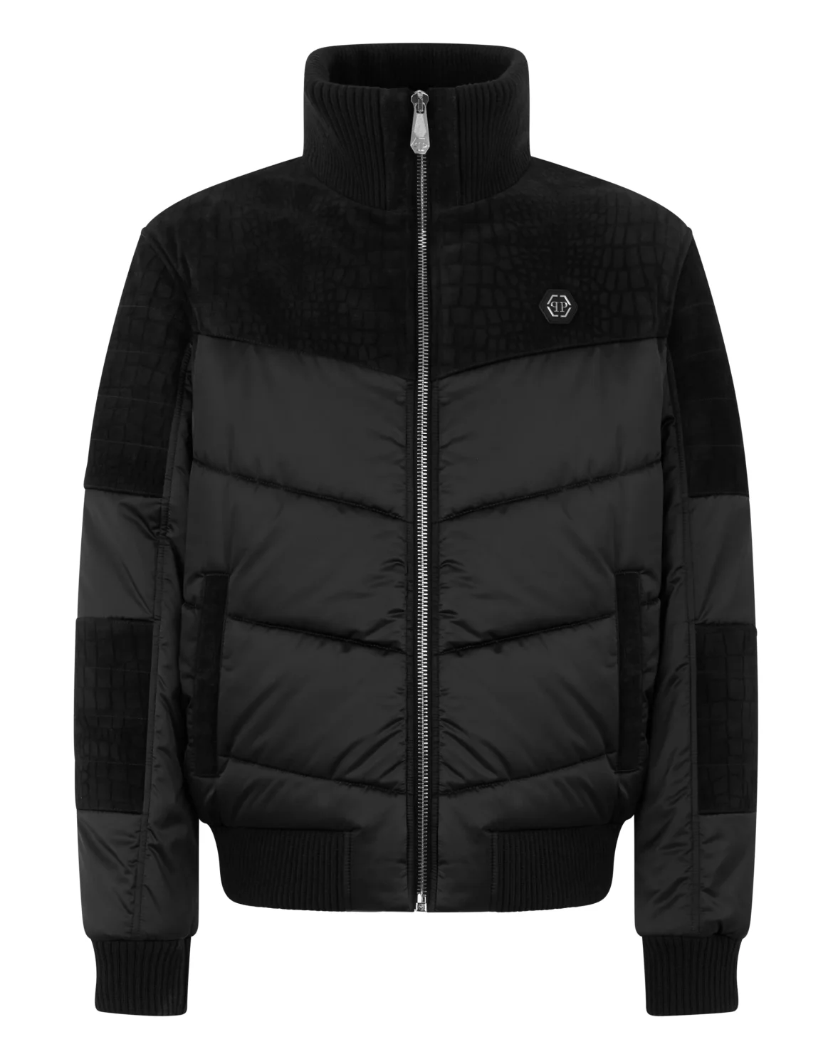 Matte Nylon Puffer Jacket with Cocco Inserts, цвет: Черный