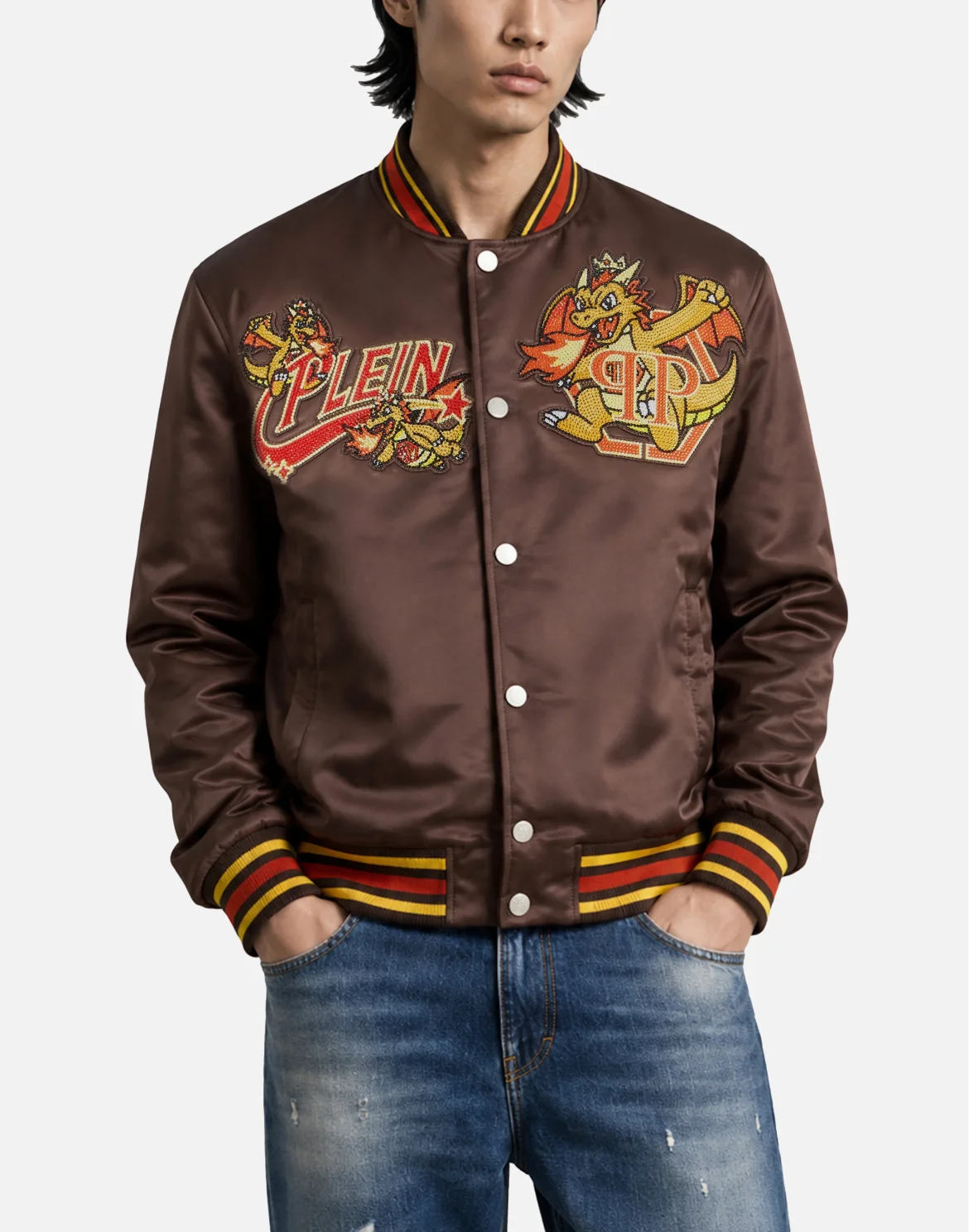 Satin Bomber Plein Dragon Stones, цвет: Коричневый