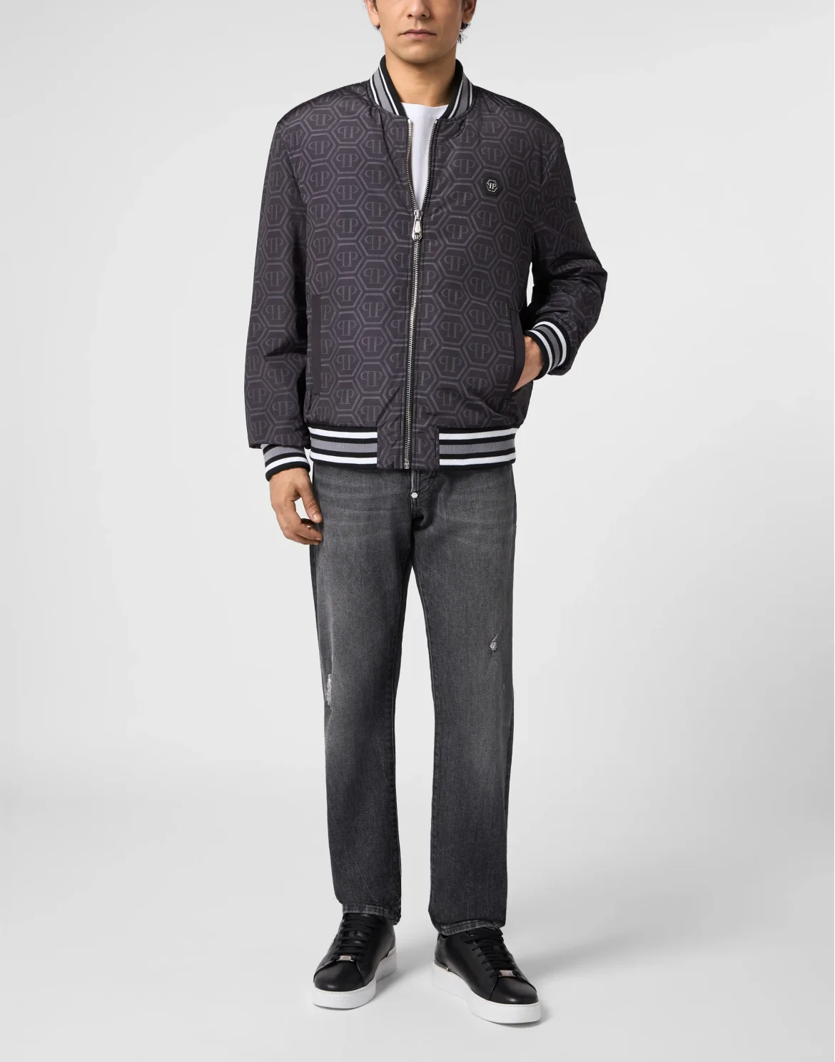 Nylon Bomber All-Over Monogram, цвет: Черный