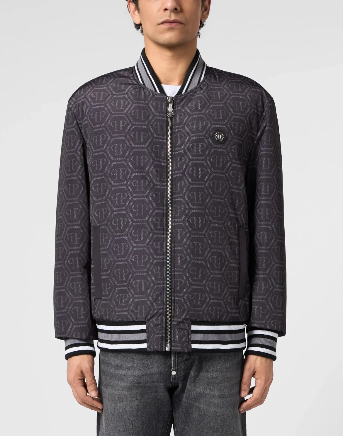 Nylon Bomber All-Over Monogram, цвет: Черный