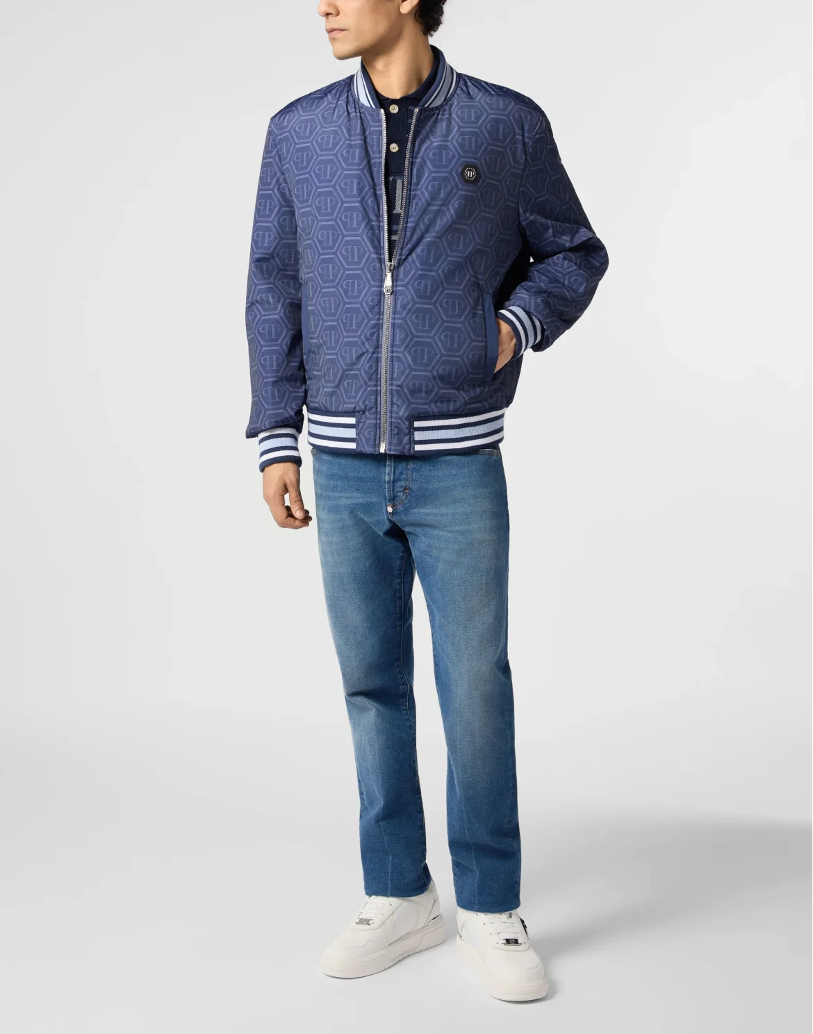 Nylon Bomber All-Over Monogram, цвет: Синий