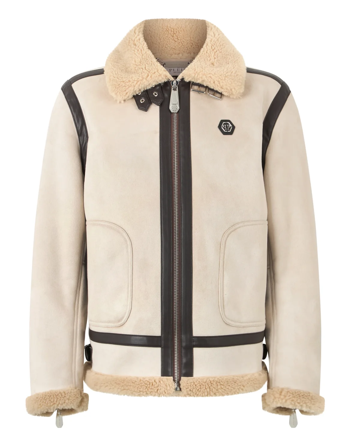 Eco Shearling Aviator Jacket, цвет: Бежевый