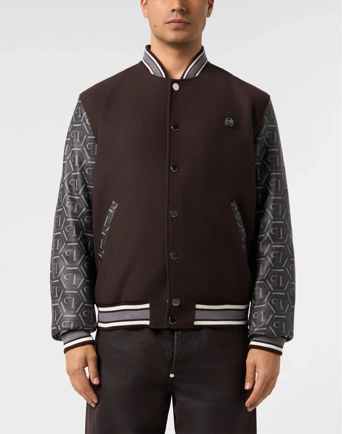 Bomber Jacket Monogram Sleeves, цвет: Коричневый