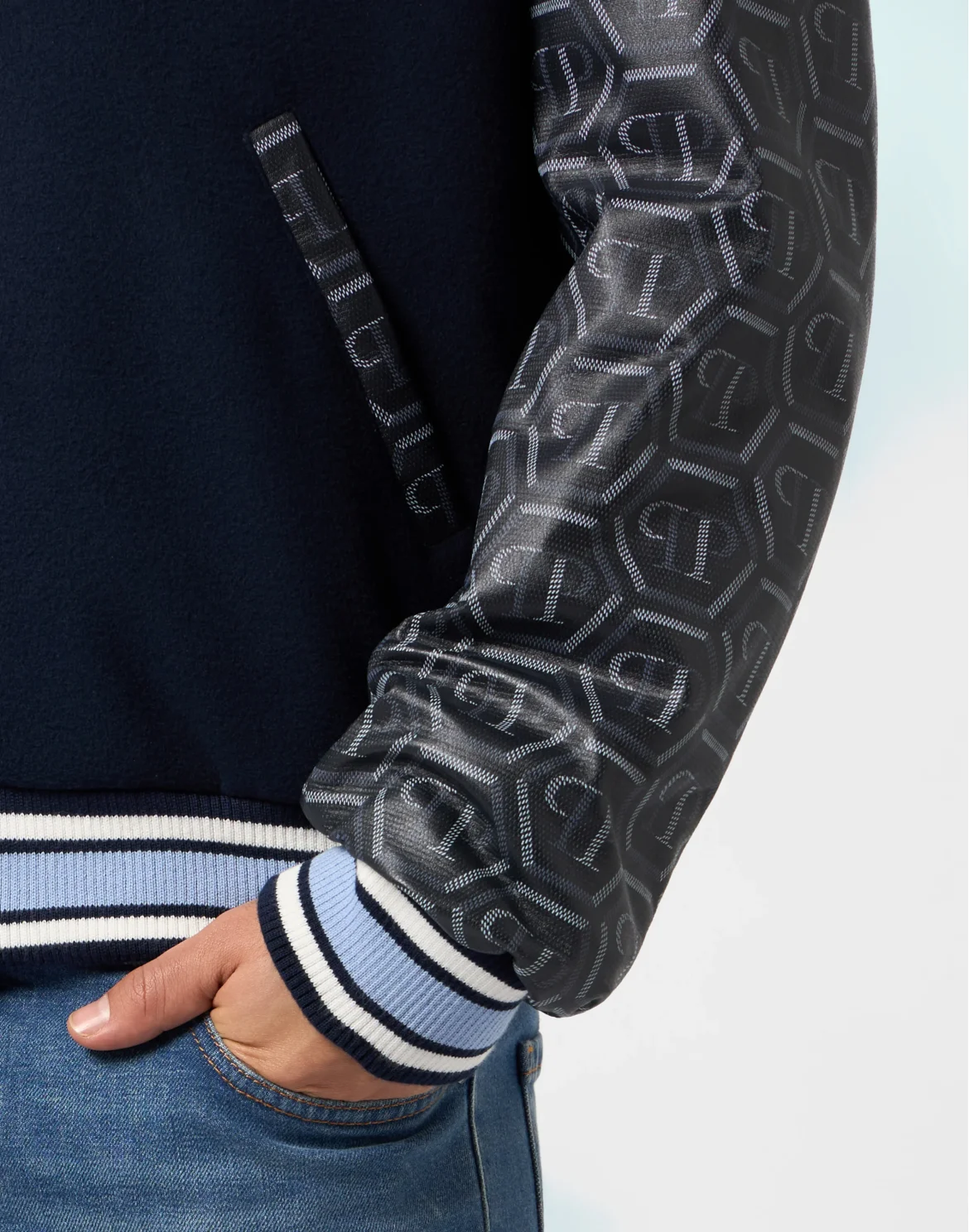 Bomber Jacket Monogram Sleeves, цвет: Синий
