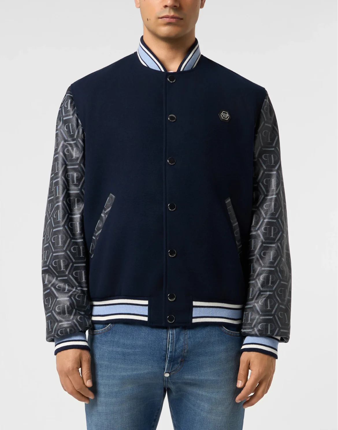 Bomber Jacket Monogram Sleeves, цвет: Синий