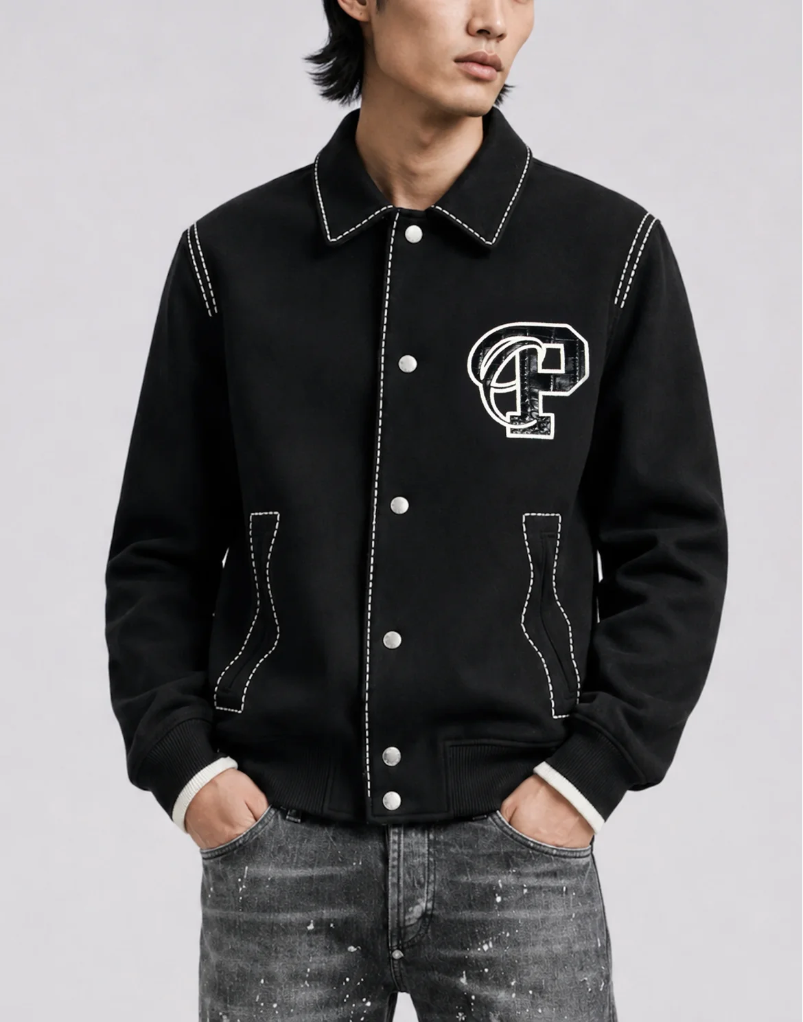 Coster Jacket Contrast Stitching, цвет: Черный