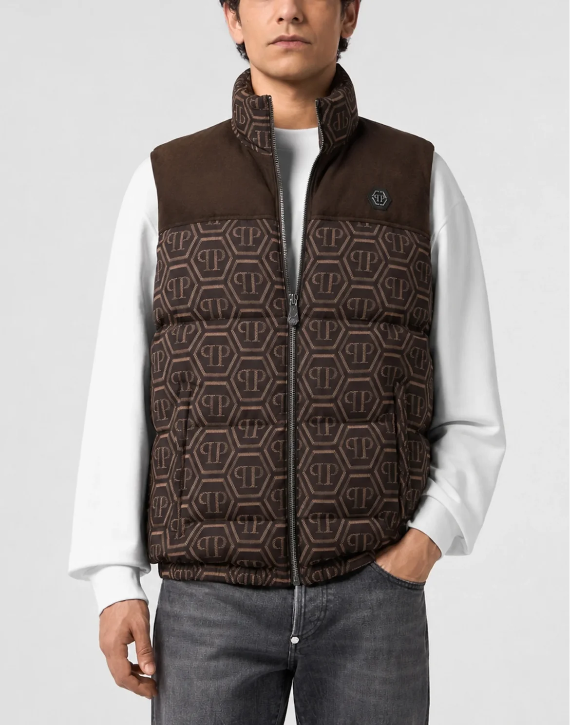 Nylon Vest Monogram, цвет: Коричневый