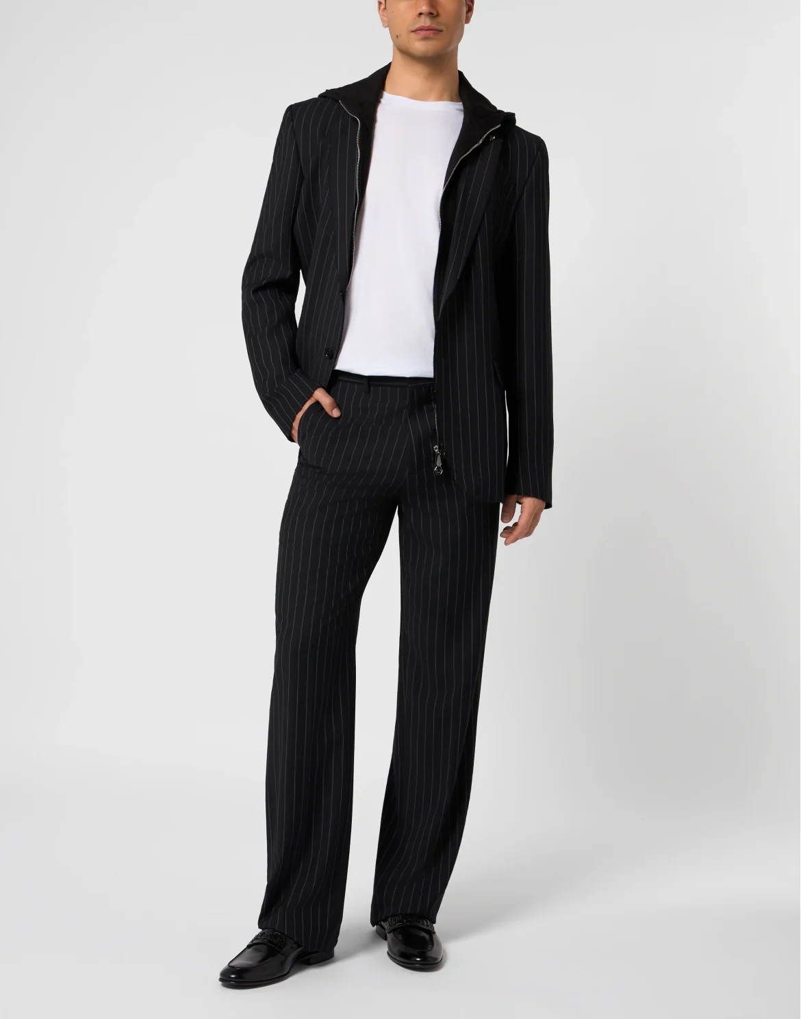 Hooded Blazer Pinstripe, цвет: Черный