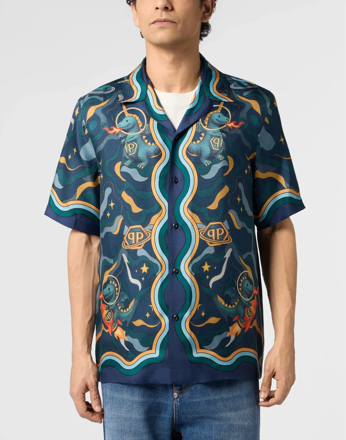 Bowling Shirt Space Dragons, цвет: Синий