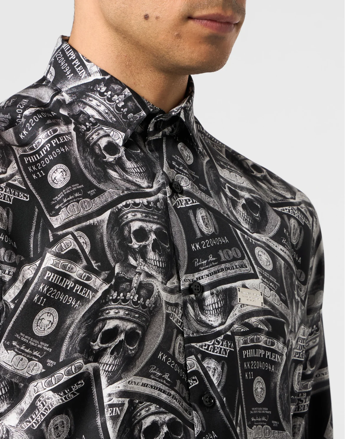 Silk Shirt All-Over Plein Dollar, цвет: Черный