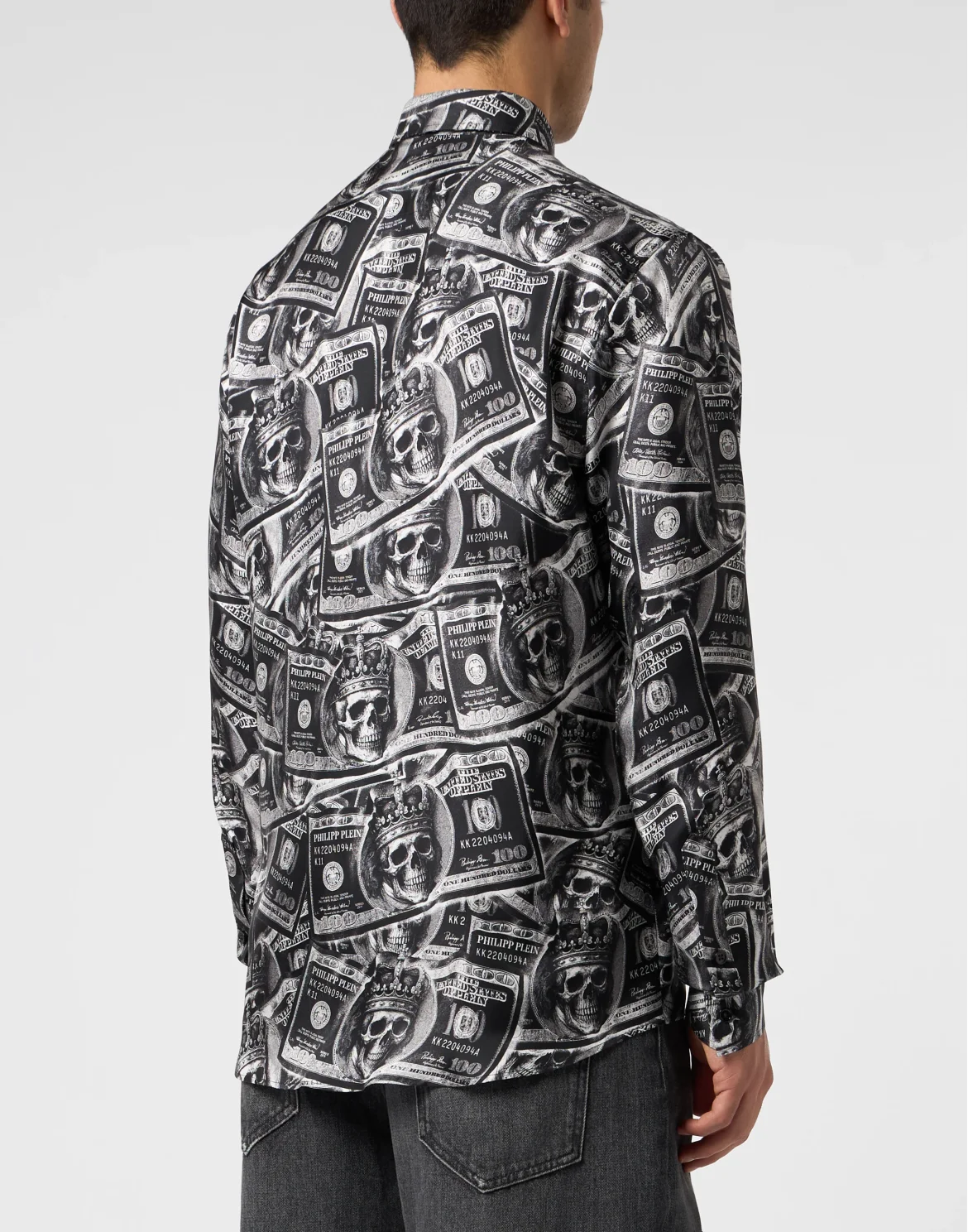 Silk Shirt All-Over Plein Dollar, цвет: Черный