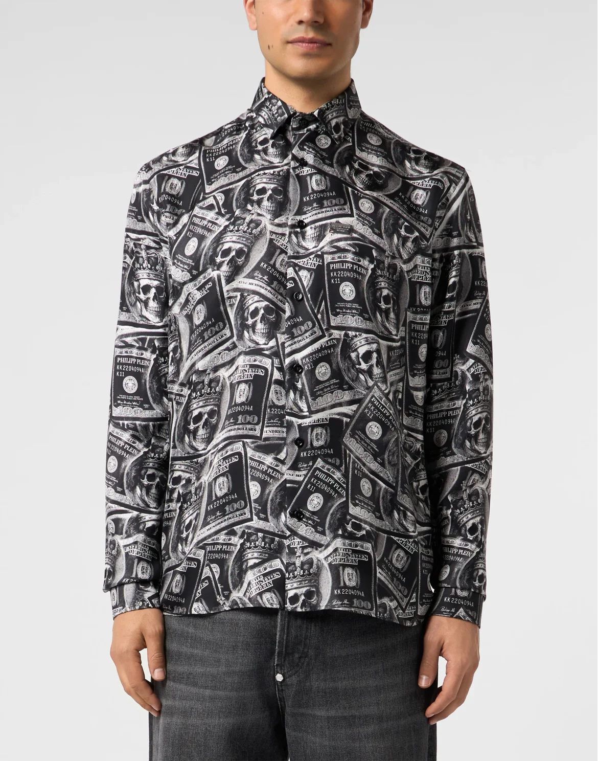 Silk Shirt All-Over Plein Dollar, цвет: Черный
