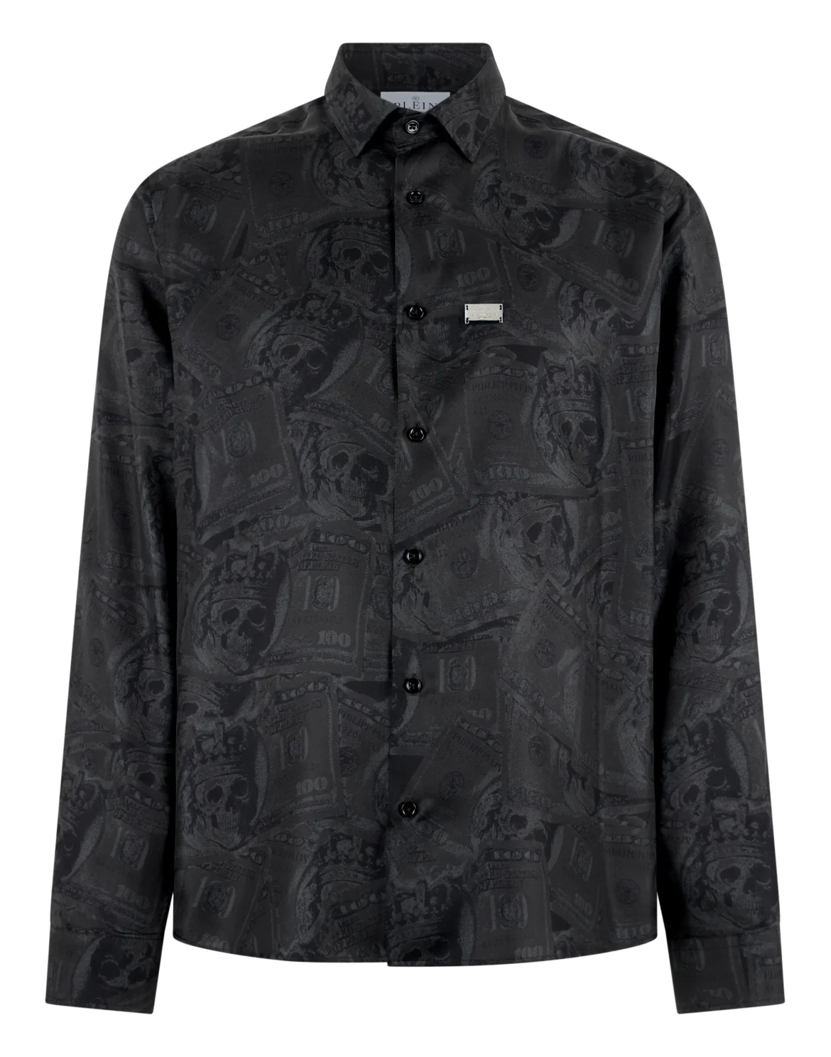 Silk Shirt All-Over Plein Dollar, цвет: Черный