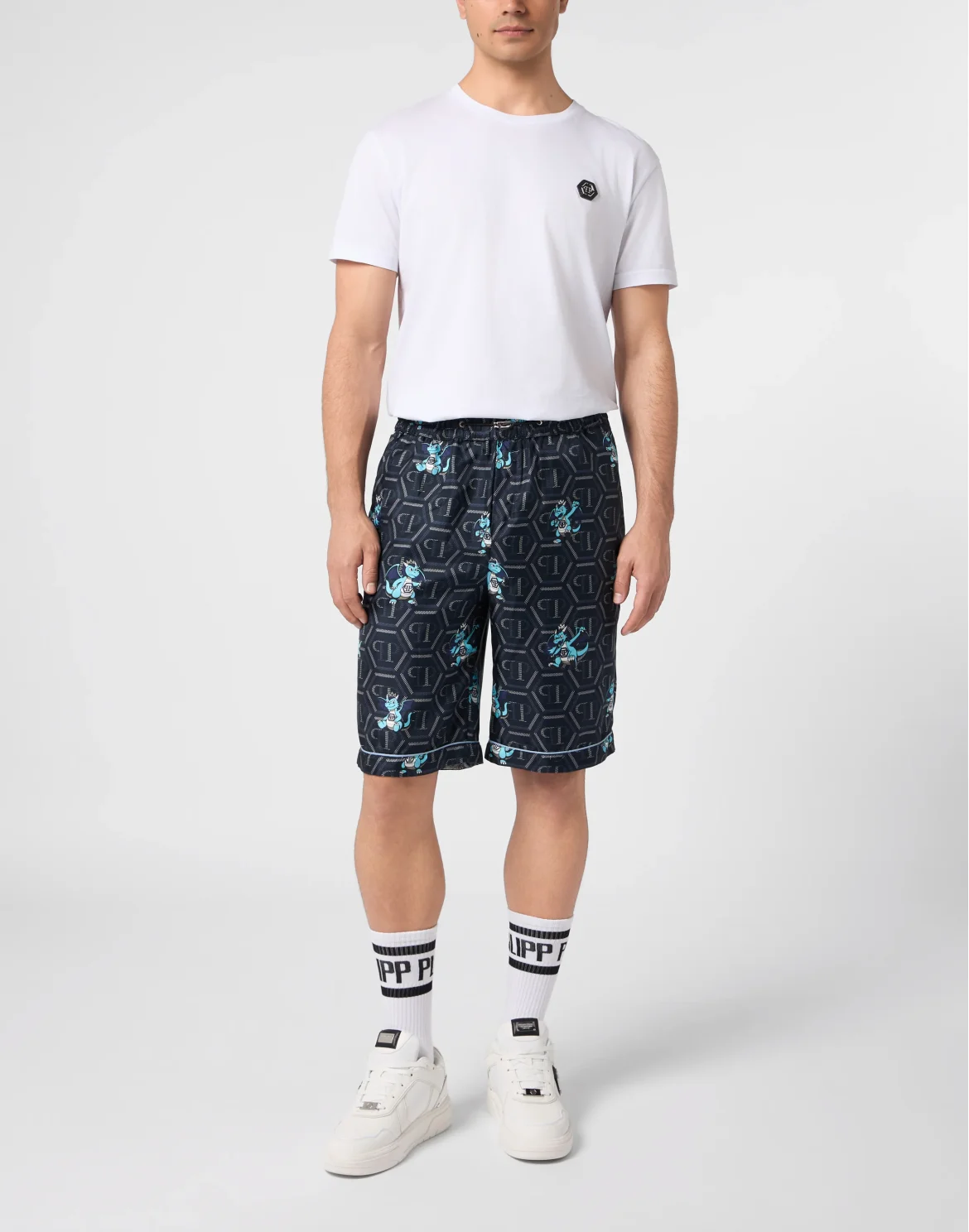 Silk Bowling Shorts Dragons Monogram, цвет: Синий