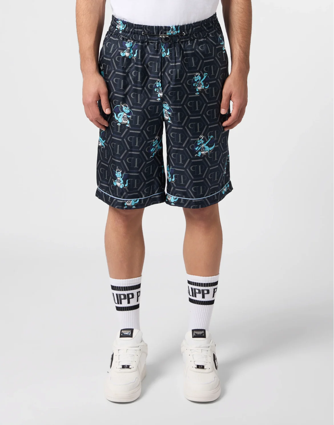 Silk Bowling Shorts Dragons Monogram, цвет: Синий