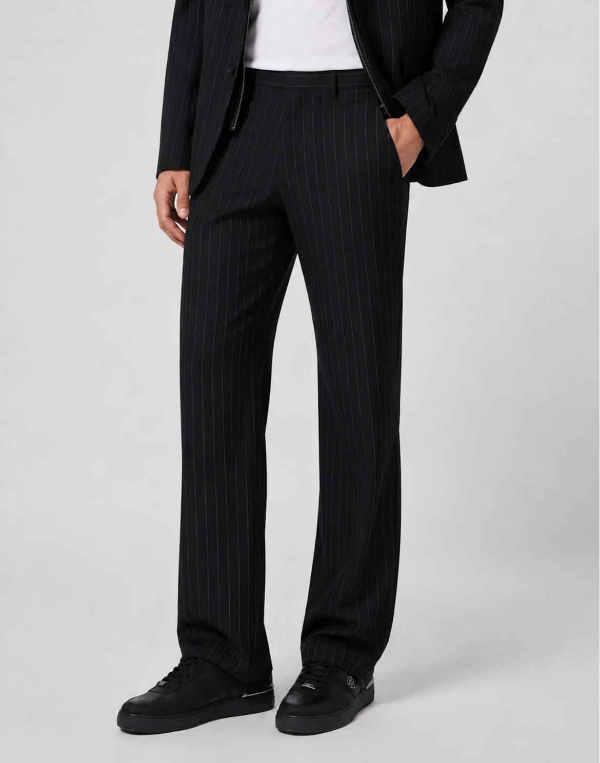 Loose Fit Trousers Pinstripe, цвет: Черный