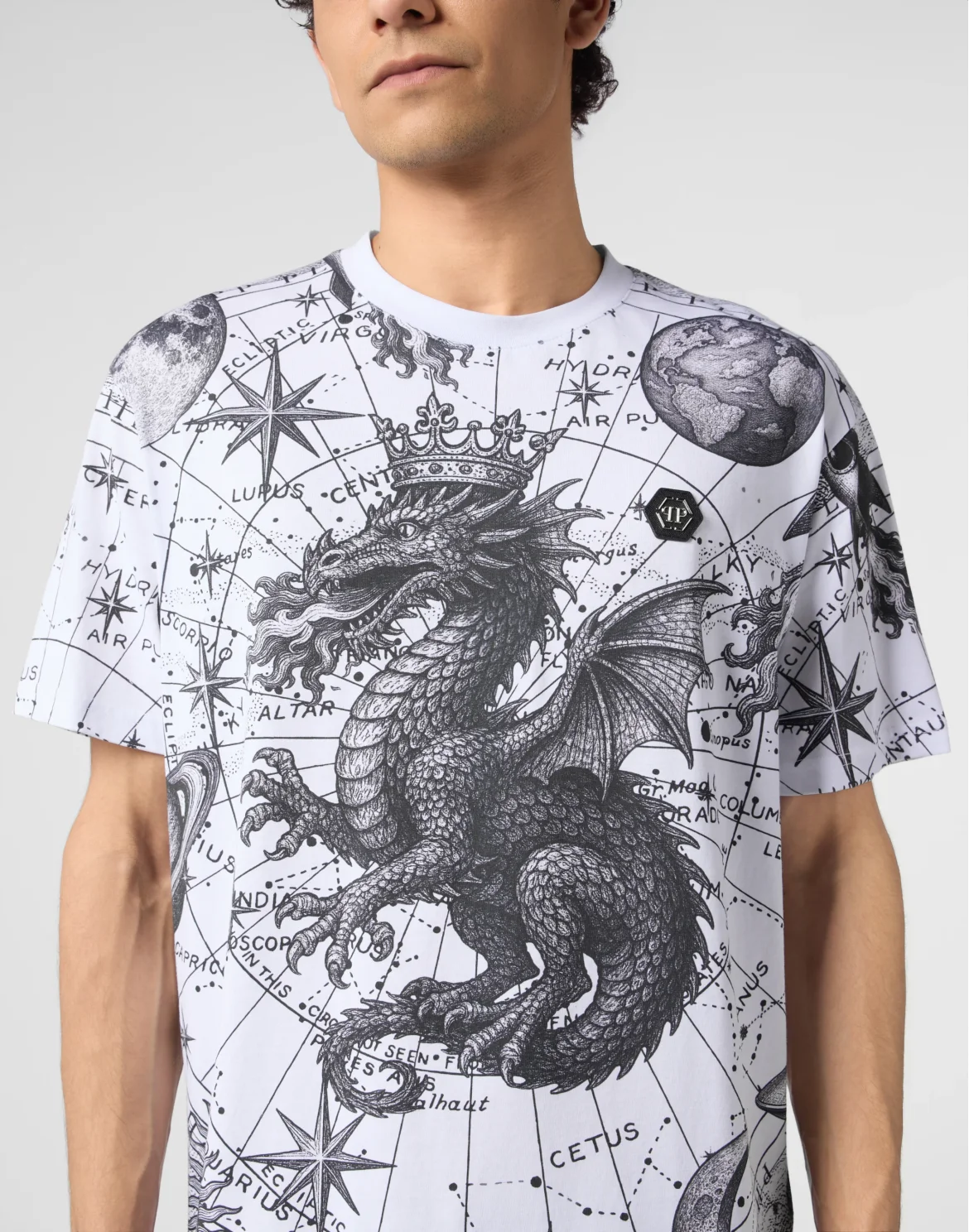 Round Neck T-Shirt All-Over Zodiac, цвет: Белый