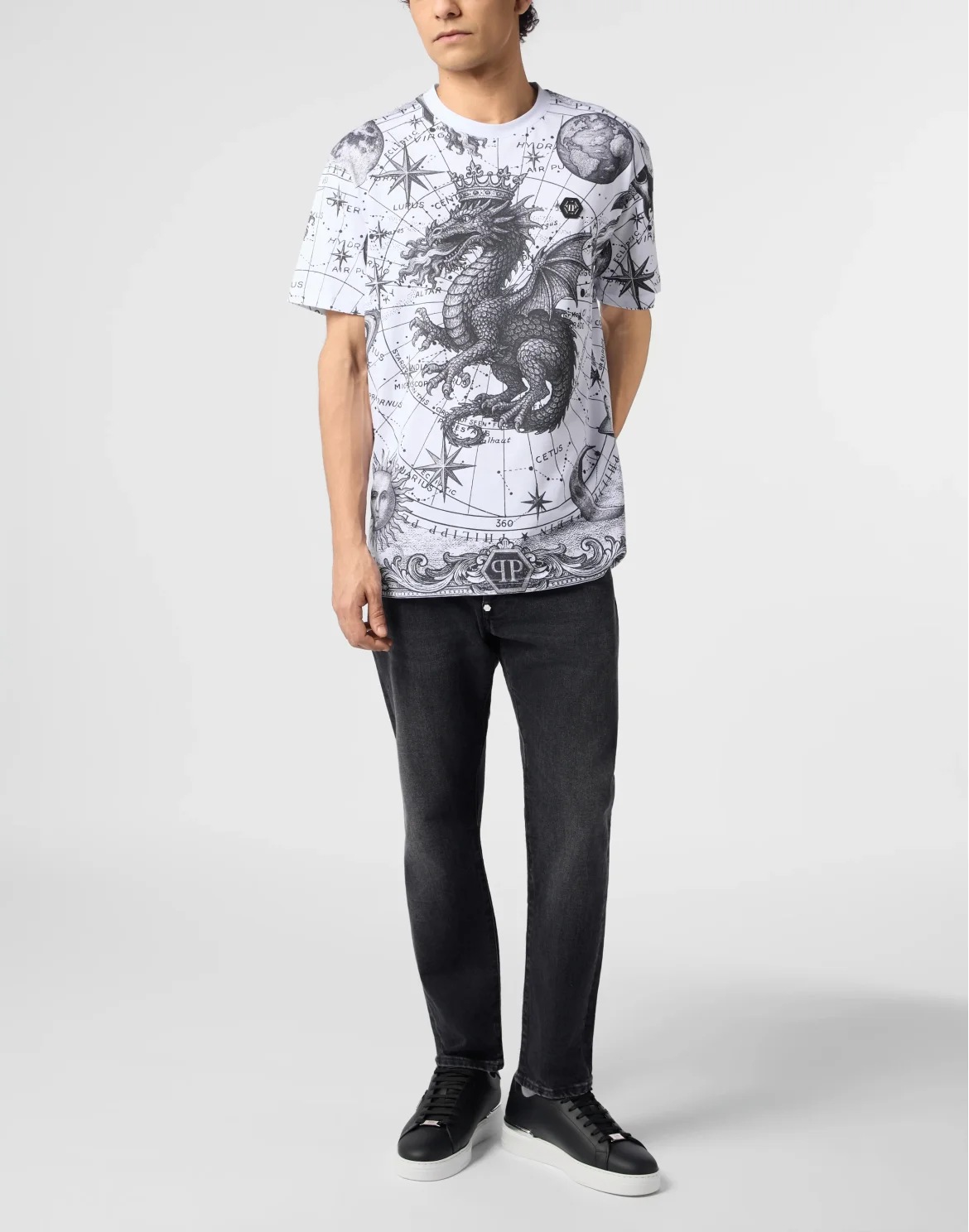 Round Neck T-Shirt All-Over Zodiac, цвет: Белый