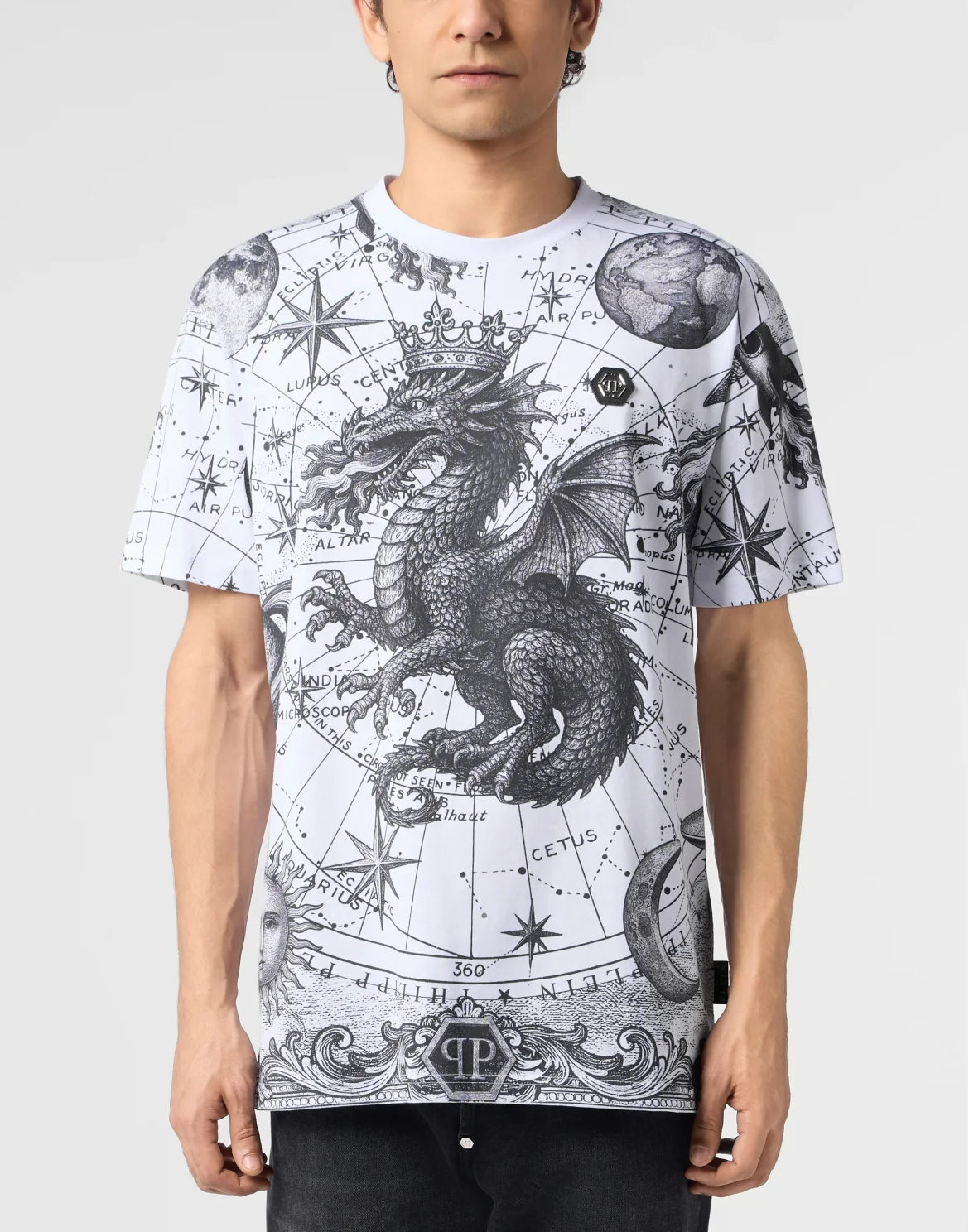 Round Neck T-Shirt All-Over Zodiac, цвет: Белый