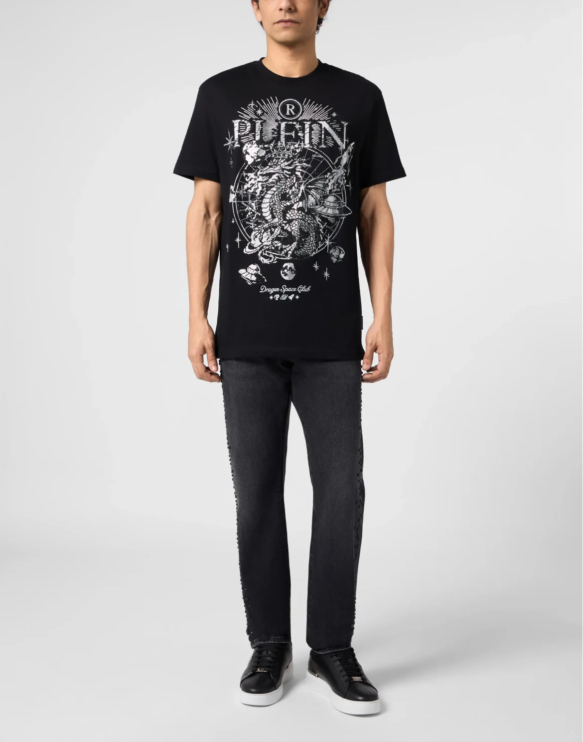 Round Neck T-Shirt Dragon Stones, цвет: Черный