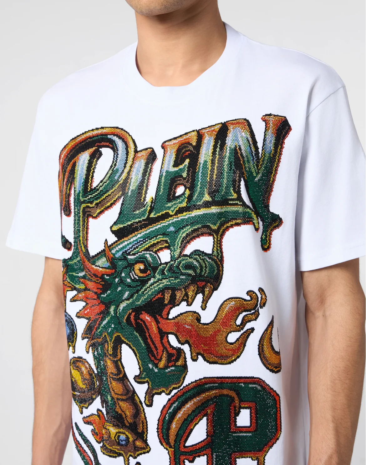 Round Neck T-Shirt Space Dragon, цвет: Белый