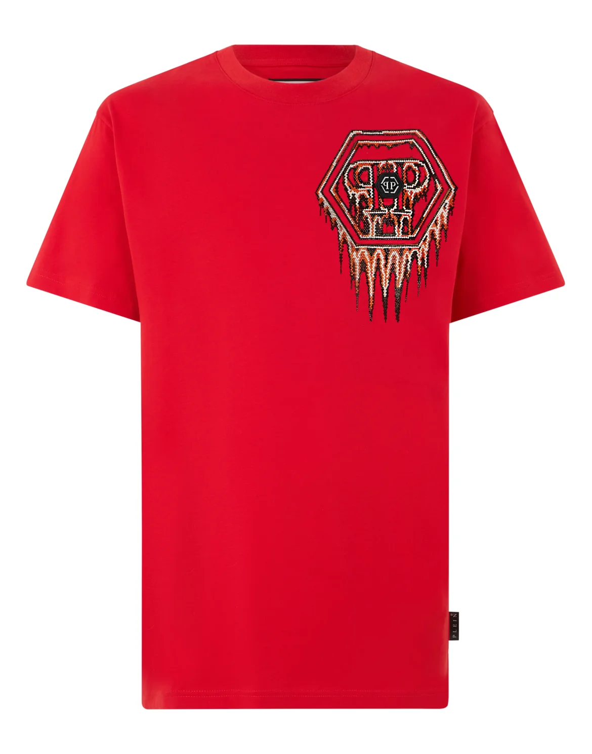 Round Neck T-Shirt Neon Space Hexagon, цвет: Красный